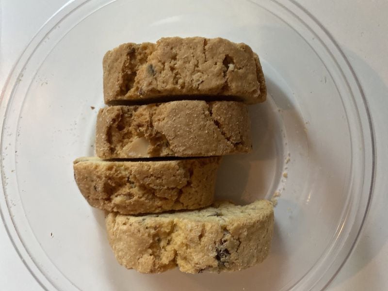 This biscotti with almonds treat was included with a takeout family meal from Aria. CONTRIBUTED BY BOB TOWNSEND