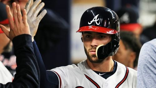Braves shortstop Dansby Swanson was placed on the 10-day disabled list for inflammation in his left wrist. (Photo by Daniel Shirey/Getty Images)