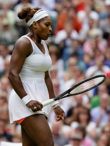 Serena Williams plays against Sabine Lisicki at Wimbledon