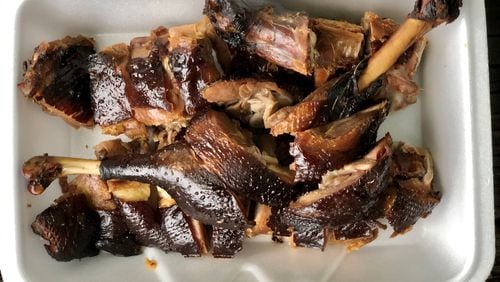 Tea-smoked duck is available from Great Sichuan in Johns Creek. CONTRIBUTED BY WENDELL BROCK