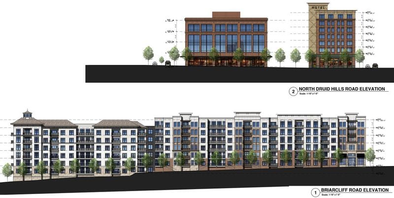 A rendering for the proposed new apartment complex, hotel and mixed-use building.