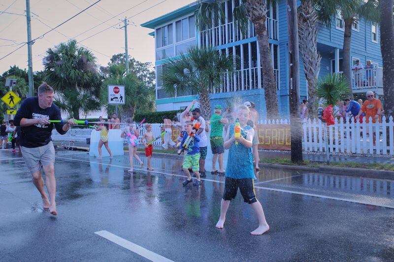A young parade goer gets blindsided on Friday May 20th 2022 during the Tybee Island  Beach Bum Parade.