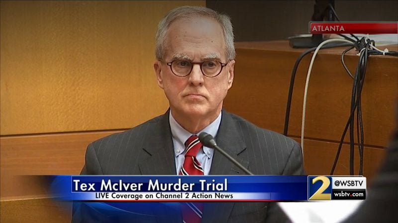 Roger K. Quillen, Chairman and Managing Partner of the law firm Fisher Phillips, testifies at the murder trial of Tex McIver on March 13, 2018 at the Fulton County Courthouse (Channel 2 Action News)