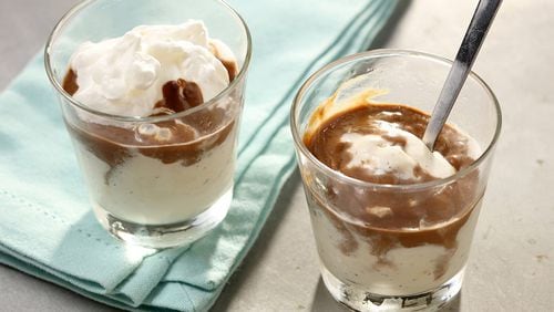 Coffee and milk chocolate combine for a custard to pour over plain vanilla ice cream. (Food styling by Joan Moravek.)  (Michael Tercha/Chicago Tribune/TNS)