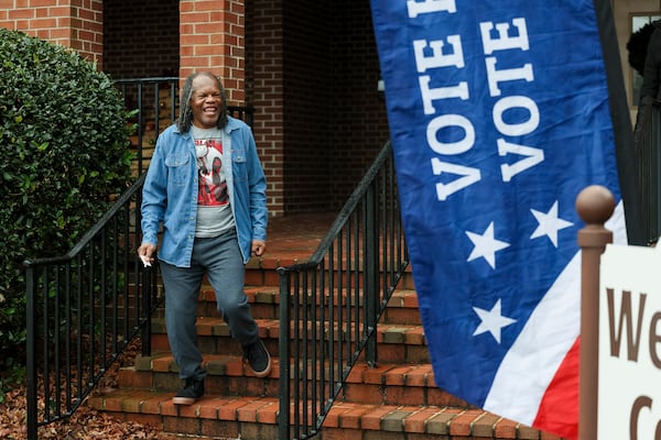 Donatello Smith, 71, of Lawrenceville, leaves the voting precinct after casting his ballot for the state house runoff in District 106 at the Lawrenceville First United Methodist Church in Gwinnett County, Tuesday, Dec. 2, 2025, in Lawrenceville, Ga. (Jason Getz/AJC)