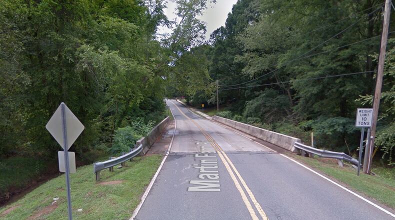 The Georgia Department of Transportation will begin lane closures for bridge foundation inspection Monday, Oct. 11 on Martin Farm Road at Suwanee Creek in Suwanee. (Google Maps)