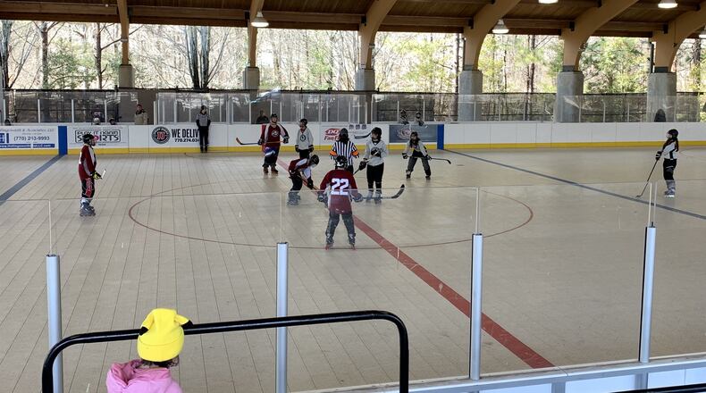New floor tiles will benefit the youth and adult inline hockey programs in Peachtree City. Courtesy Peachtree City Hockey Association