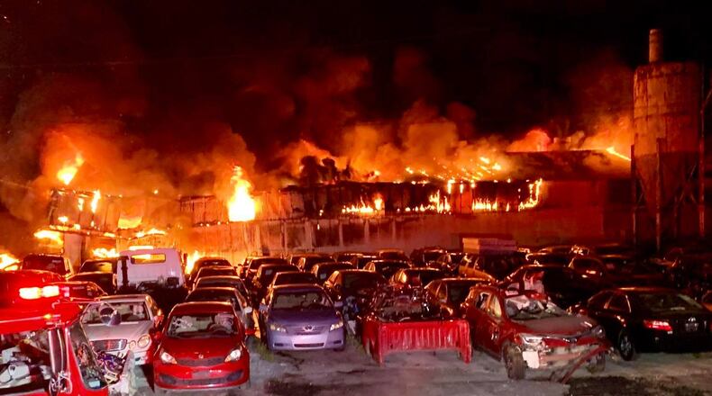 Crews arrived about 10:30 p.m. Tuesday to find heavy flames coming from this facility on Townsend Court near Lawrenceville Highway.