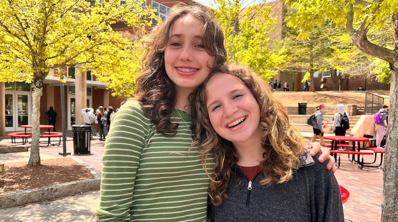 Midtown High School ninth graders Sierra Pape (left) and Charlotte Keenan are among a group of students organizing a tribute event to honor war victims in Ukraine. (Courtesy of Sierra Pape)