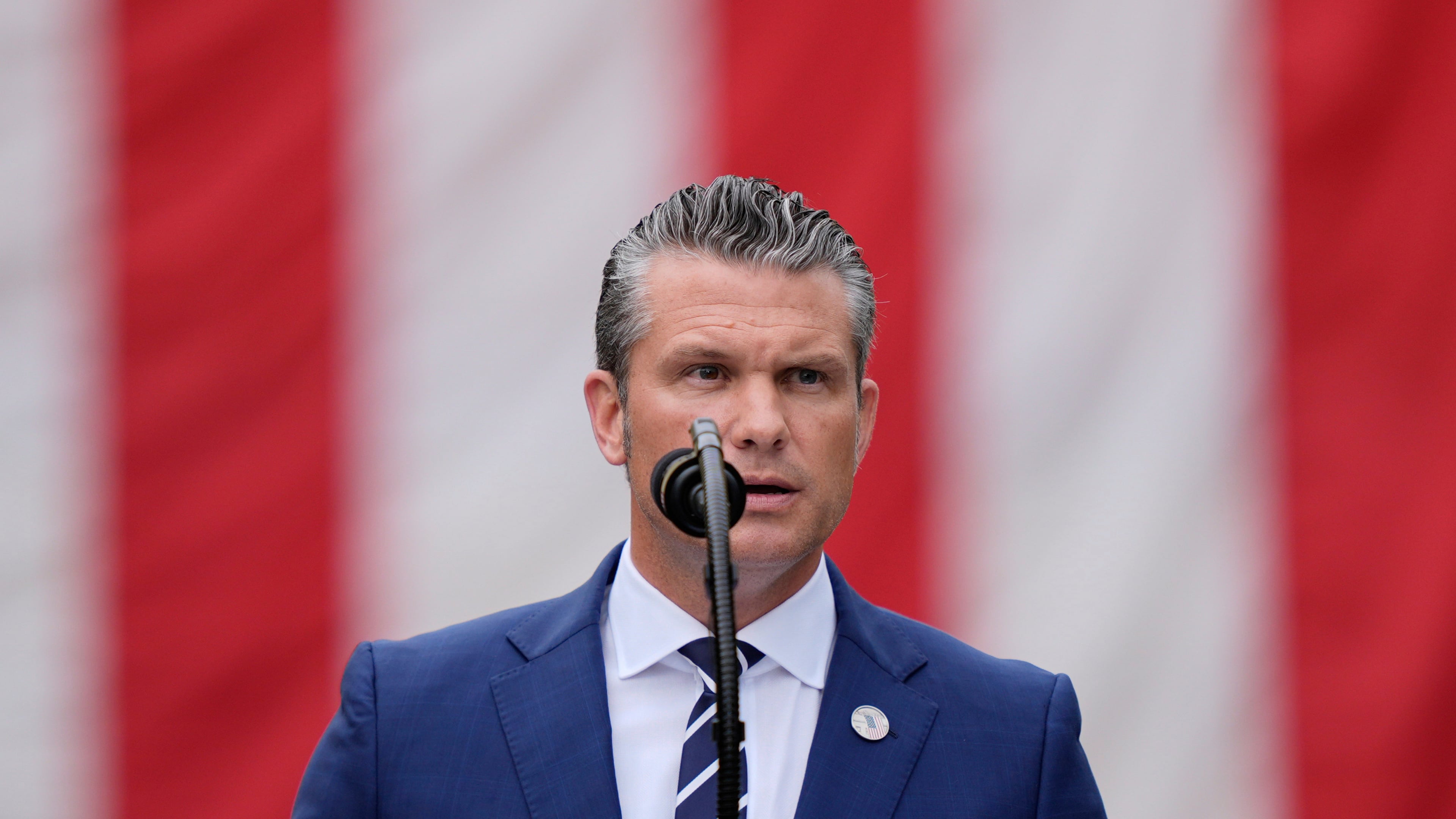 FILE - Defense Secretary Pete Hegseth speaks during a ceremony at the Pentagon to commemorate the 24rd anniversary of the 9/11 attacks, Sept. 11, 2025, in Washington. (AP Photo/Julia Demaree Nikhinson, File)