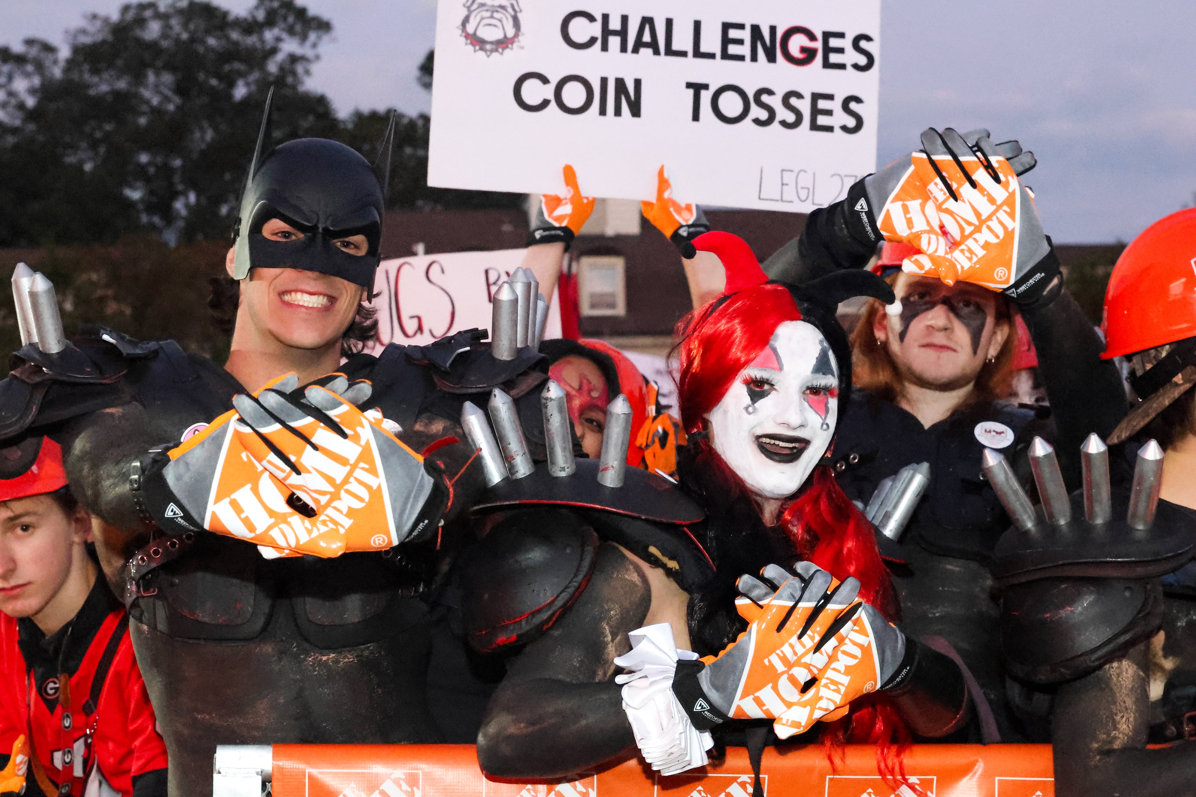 UGA fans pose for a photo before the ESPN College GameDay broadcast from Myers Quad at UGA on Saturday, Oct. 18, 2025. (C.J. Bartunek for the AJC)