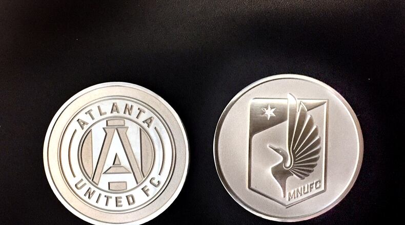 The coin that will be used on Sunday features Atlanta United’s logo on one side and Minnesota’s on the other. Both teams are entering MLS in 2017. (Atlanta United)