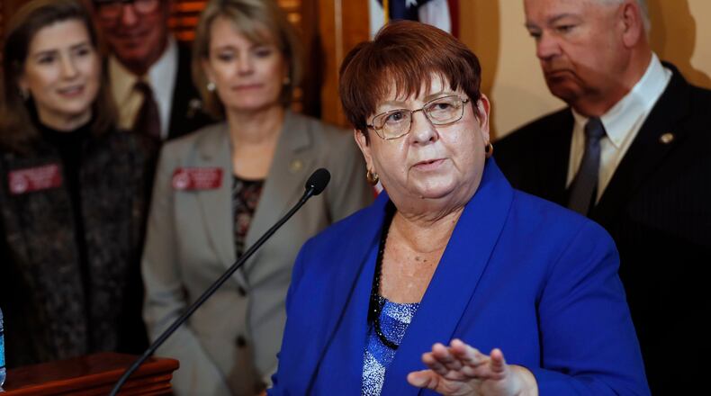 Charlotte Nash, chairman of the Gwinnett County Board of Commissioners and member of House Commission on Transit Governance and Funding, speaks to the bill introduced Tuesday. BOB ANDRES /BANDRES@AJC.COM