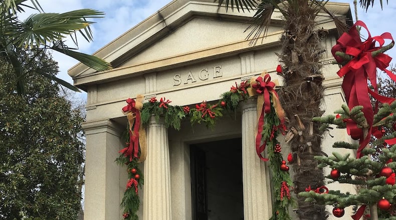 Several mausoleums around Oakland Cemetery will be decorated by garden clubs and designers for the Holiday Spirit event on Saturday and Sunday, Dec. 7-8.