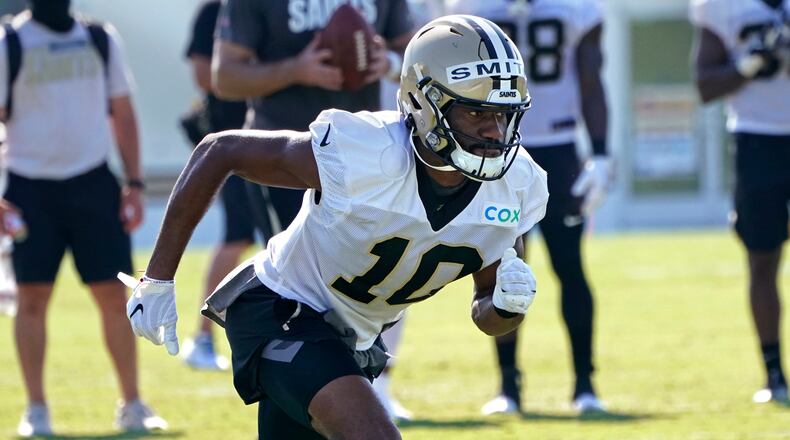 Former Saints wide receiver Tre’Quan Smith is set to visit the Falcons on Thursday, a person with knowledge of the situation told The Atlanta Journal-Constitution. (AP Photo/Gerald Herbert, pool)