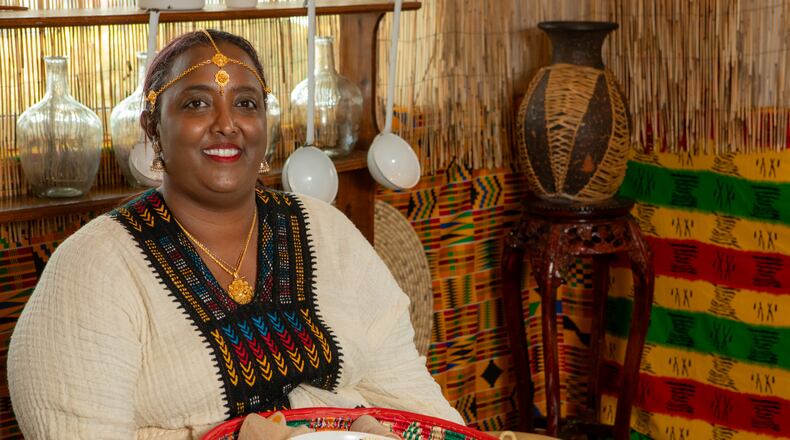 Chef Yohana Solomon's recipe for doro wet, more commonly known as doro wat, is a traditional Ethiopian stew featuring boiled eggs and served with injera. (Aaliyah Man for The Atlanta Journal-Constitution)