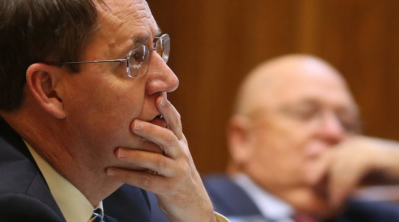 March 13, 2015 Atlanta: Sen. Dean Burke (R-Bainbridge) listens to debate on the Senate floor Friday March 13, 2015. Friday was Crossover Day, the last day of the legislative session for legislation to pass out of the House or Senate and have a realistic chance of becoming law. BEN GRAY / BGRAY@AJC.COM