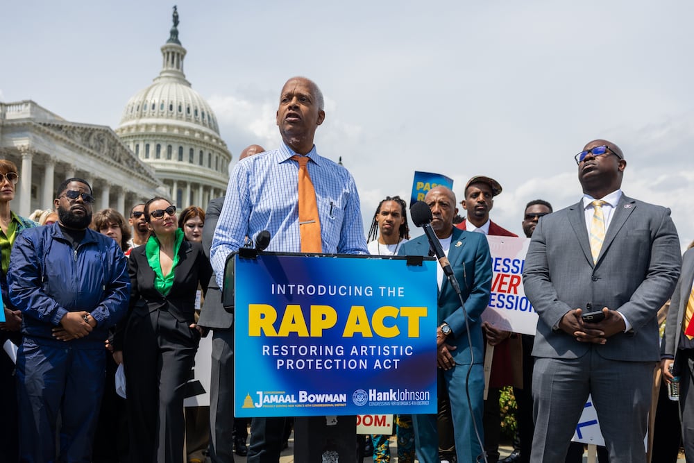 U.S. Rep. Hank Johnson, R-Lithonia, spoke at a news conference in 2023 about the Restoring Artistic Protection Act.