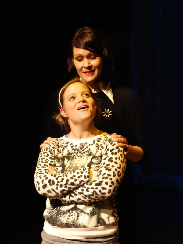 Amber Nash with fellow Dad's Garage ensemble improviser Karen Cassady. CREDIT: Rodney Ho/rho@ajc.com