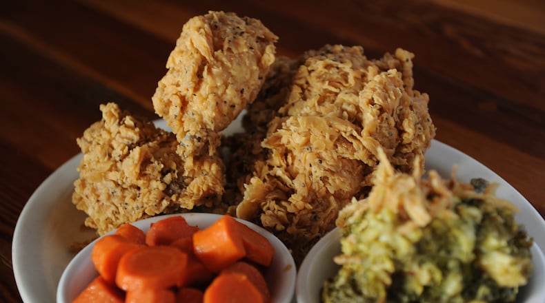 Fried Chicken, carrots and broccoli casserole at Greenwood's / AJC file photo