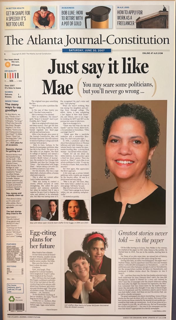 Mae Whitlock Gentry started in 1984 as a copy editor in the features department. “We are used to working in chaos,” she says about her time in the newsroom. (Courtesy of Mae Whitlock Gentry)