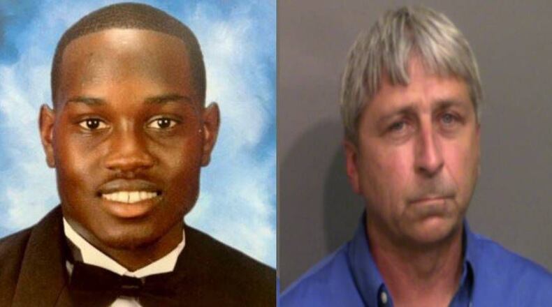 Ahmaud Arbery and mugshot of William “Roddie” Bryan.