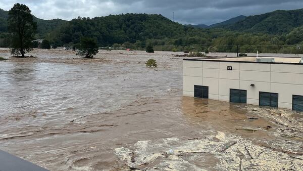 Floodwaters from the Nolichucky River surrounding Unicoi County Hospital in Erwin, Tennessee, during Hurricane Helene on Sept. 27, 2024. “I’ve never seen anything like this,” said Alan Levine, CEO of Ballad Health, which owns the hospital, in a text message to the director of the Tennessee Emergency Management Agency. (Ballad Health)