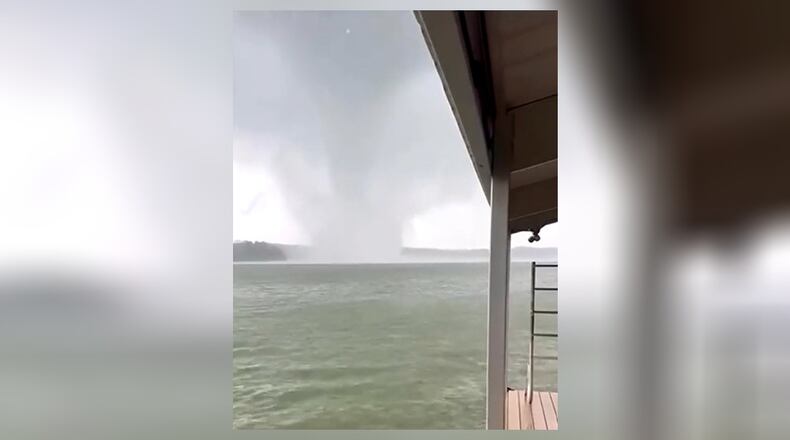 An EF1 tornado touched down in Hall County on Friday night and was seen moving across Lake Lanier, the National Weather Service said. (Channel 2 Action News)