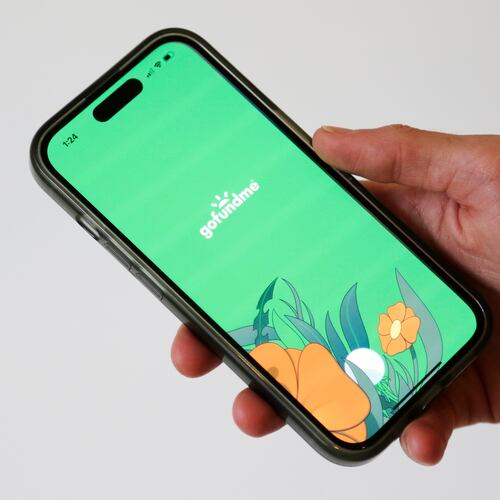 FILE - The home page for the crowdfunding platform GoFundMe is shown on a device in New York, Oct. 16, 2024. (AP Photo/Peter Morgan, File)