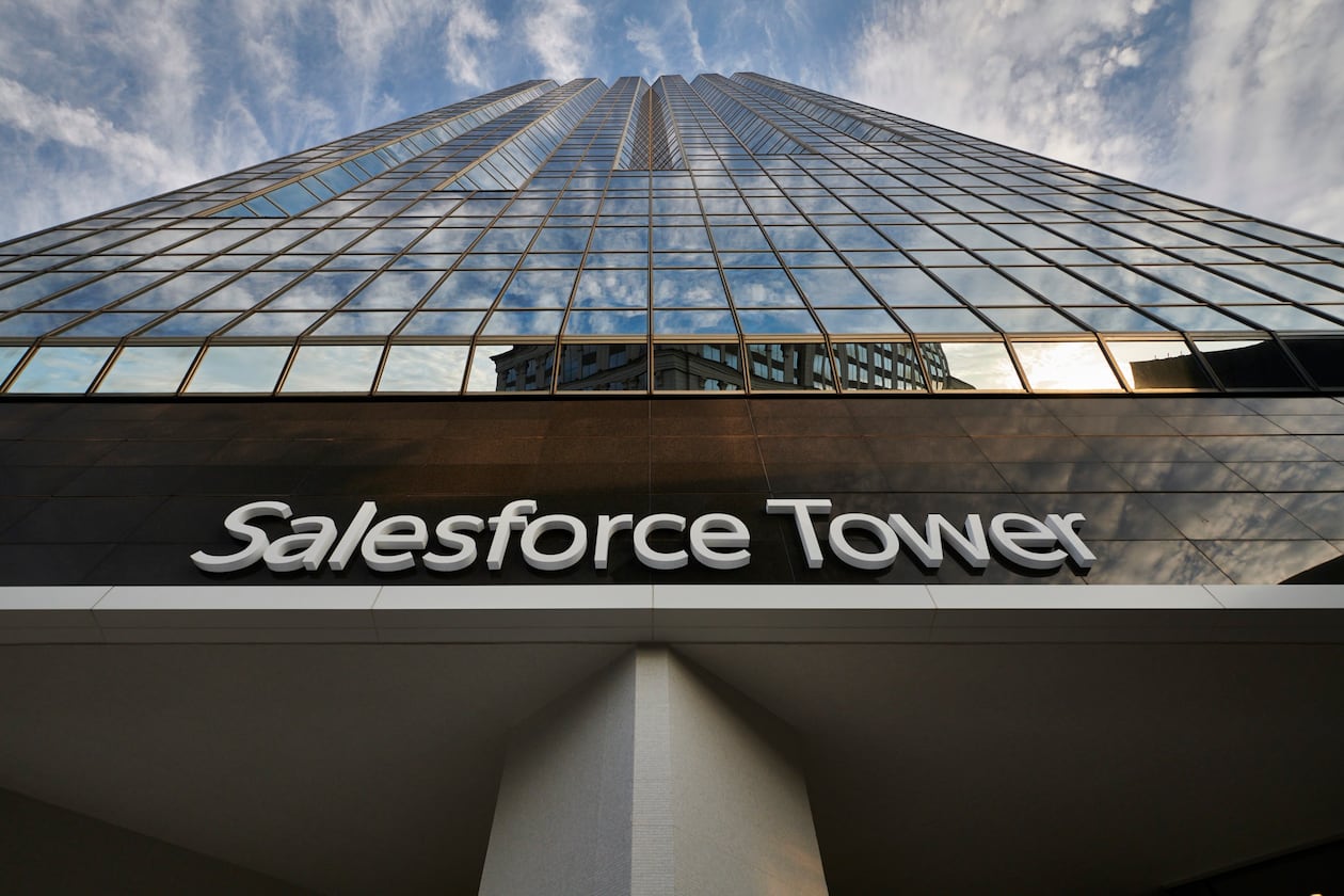 Salesforce Tower, a 34-story skyscraper, is a fixture of Buckhead’s glassy skyline. Salesforce has announced it will invest $15 million to expand its Georgia operations. (Courtesy of Salesforce)