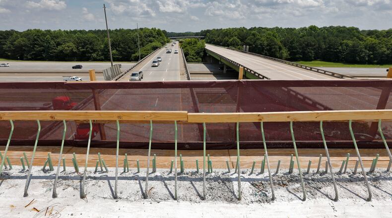 June 18, 2015 - View from the express lane bridge over the Canton Road Connector (center). I75 is crossing left to right. Construction work is ongoing for the Northwest Corridor express lane project. BOB ANDRES / BANDRES@AJC.COM