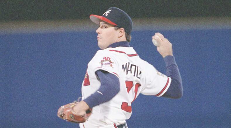 Braves pitcher Greg Maddux delivers a throw during Game 1 of the World Series Saturday, Oct. 21, 1995, in Atlanta. Maddux allowed just two hits in the 3-2 win over Cleveland. (Jonathan Newton/AJC)