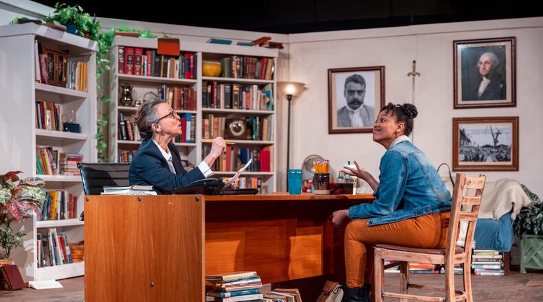 The professor (Karp) and student (Hamer) begin the conversation at a polite distance, yet they eventually clash in “The Niceties.”