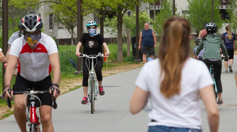 People make their way along the Beltline last April.  STEVE SCHAEFER / SPECIAL TO THE AJC