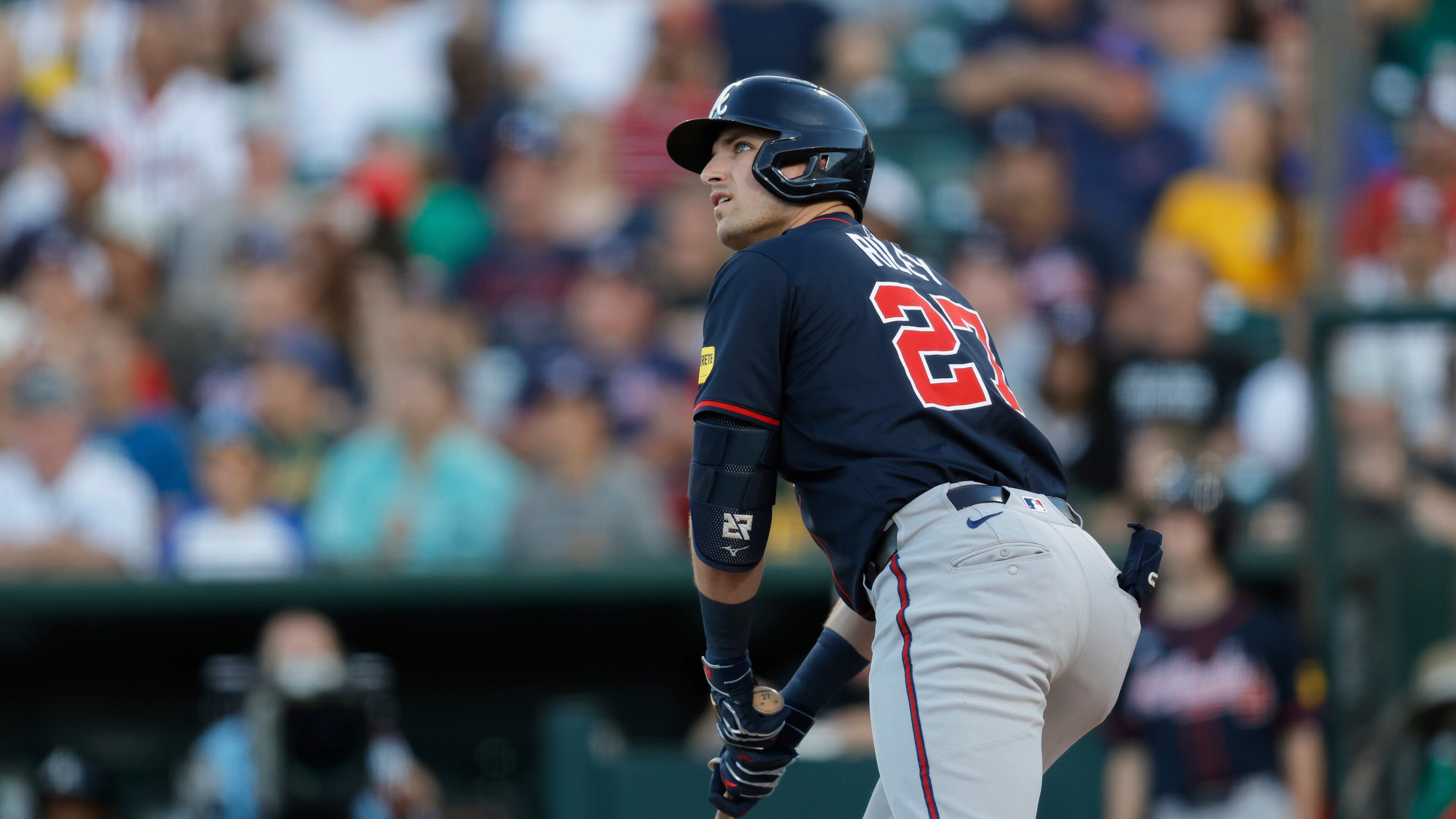 Atlanta Braves' Austin Riley hits a two-run home run during the second inning against the Athletics on Wednesday, July 9, 2025, in West Sacramento, Calif. (Sergio Estrada/AP)