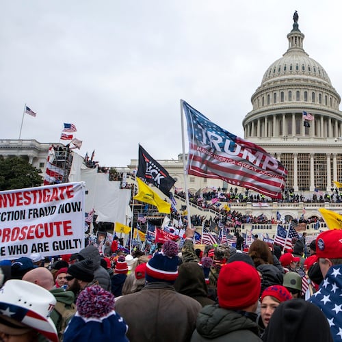 FILE - Rioters loyal to President Donald Trump rally at the U.S. Capitol in Washington, Jan. 6, 2021. (AP Photo/Jose Luis Magana, File)
