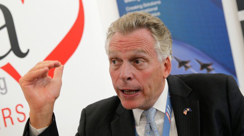 Virginia Gov. Terry McAuliffe in an interview during the Paris Air Show. AP/Christophe Ena