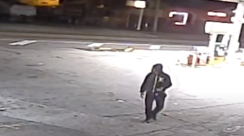 The surveillance footage showed the suspect outside the gas station.