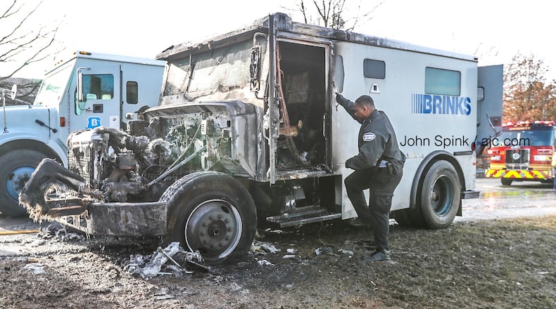 An armored car fire blocked the exit from I-85 to Pleasant Hill Road on Thursday morning.