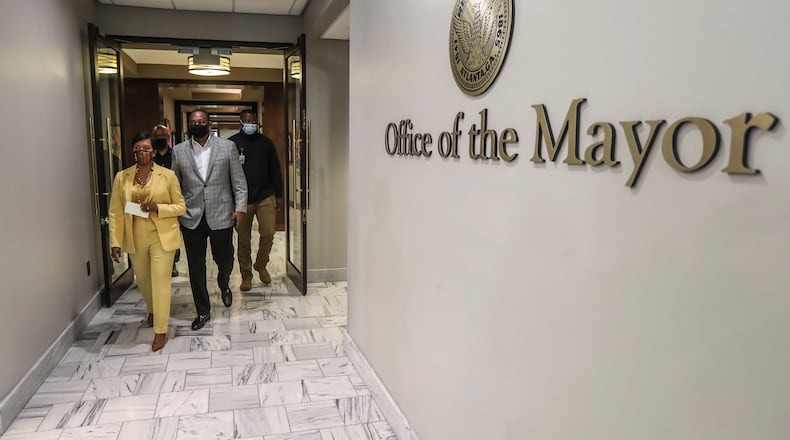 Atlanta Mayor Keisha Lance Bottoms spoke at a press conference in May outside the mayor's office at City Hall. (John Spink / John.Spink@ajc.com)