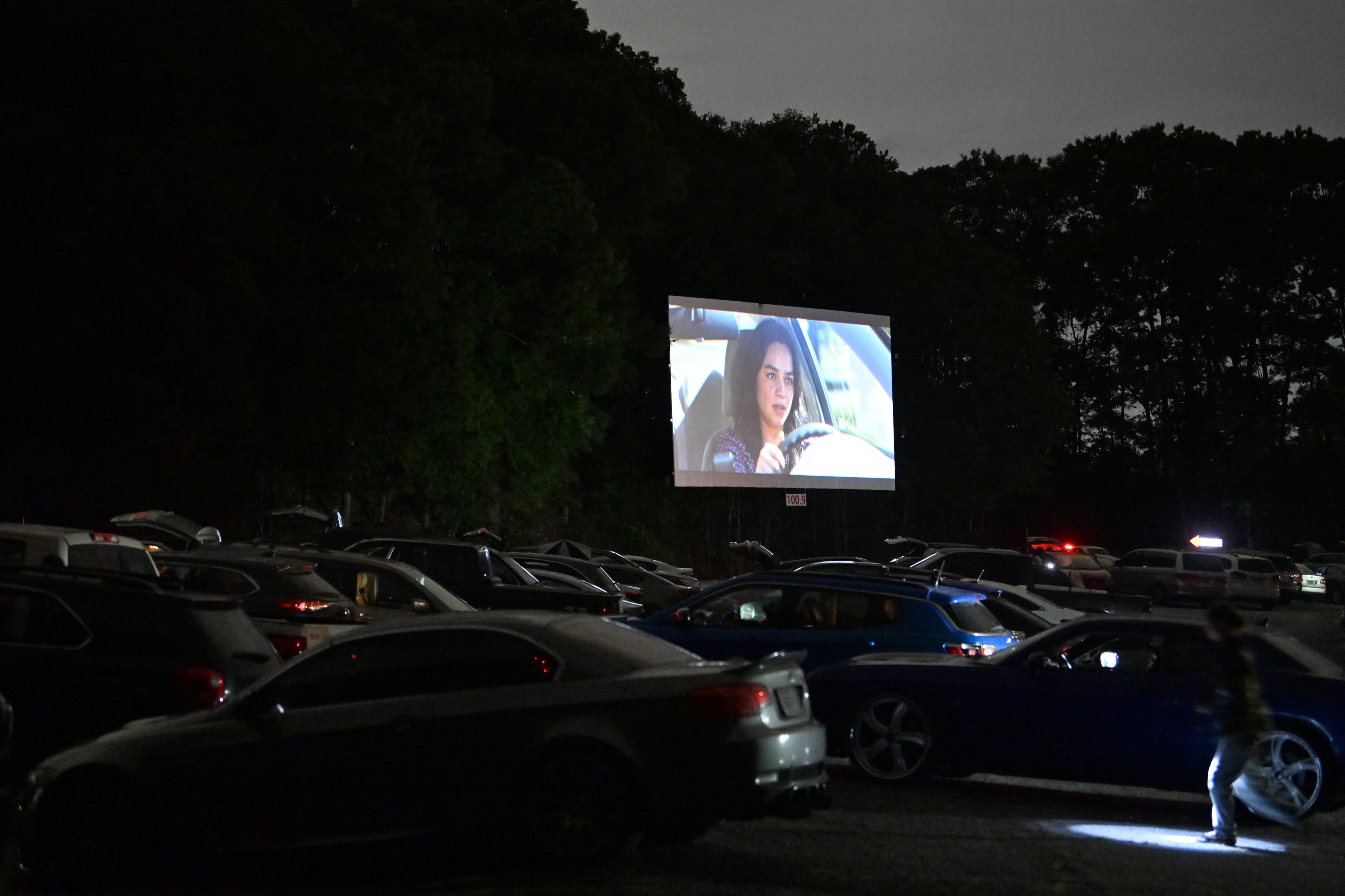 Movie-goers watch the movie from their vehicles at Starlight Drive-In Theatre, Friday, June 13, 2025, in Atlanta. (Hyosub Shin / AJC)