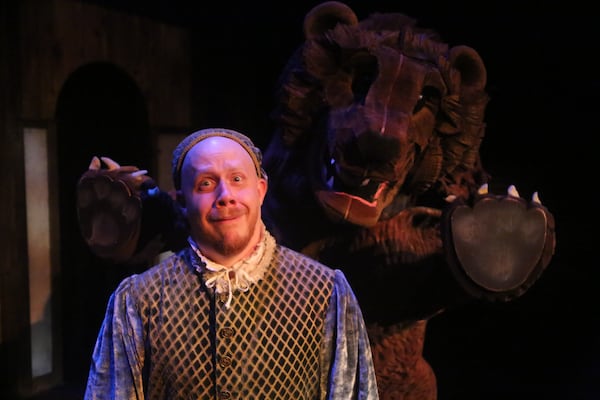 Andrew Houchins' final bow came too soon for appreciative audience members and theater community admirers. Here, he's shown being pursued by a bear in "The Winter’s Tale" at Shakespeare Tavern Playhouse. (Photo courtesy of Shakespeare Tavern Playhouse)