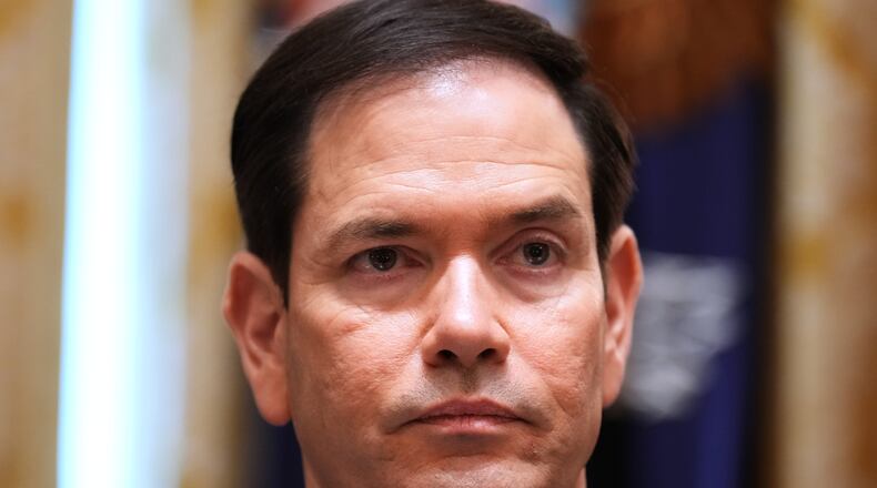 Secretary of State Marco Rubio attends a Cabinet meeting at the White House, Wednesday, May 27, 2026, in Washington. (AP Photo/Jacquelyn Martin)
