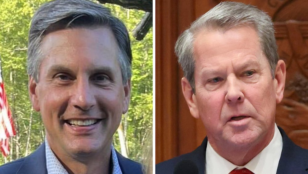 Derek Dooley (left) and Gov. Brian Kemp.