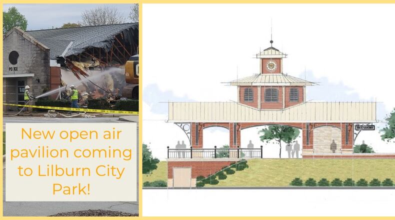Demolition of the former Lilburn Municipal Complex, which housed the city’s police and court services, began in late March and will make way for a new open-air pavilion at Lilburn City Park. (Courtesy City of Lilburn)