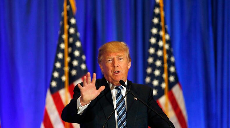 Republican presidential candidate Donald Trump speaks during a news conference in West Palm Beach, Fla. AP file/Brynn Anderson