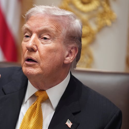 President Donald Trump speaks with reporters in the Cabinet Room of the White House, Nov. 7, 2025, in Washington. (Evan Vucci/AP)