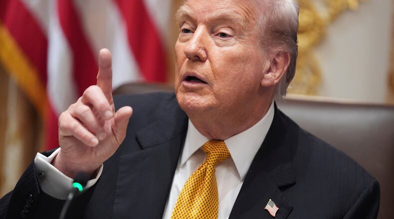 President Donald Trump speaks with reporters in the Cabinet Room of the White House, Nov. 7, 2025, in Washington. (Evan Vucci/AP)