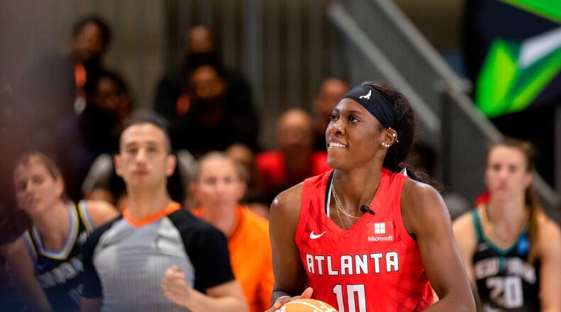 WNBA All-Star 3-Point Contest and Skills Challenge Rhyne Howard during the WNBA All-Star 3-Point Contest and Skills Challenge at McCormick Place in Chicago, Illinois. Andrea Vilchez/SPP (Photo by /Sipa USA)(Sipa via AP Images)