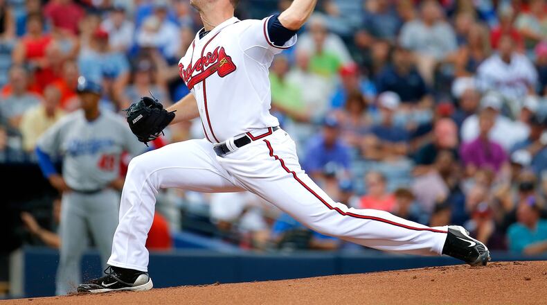 Alex Wood #40 of the Atlanta Braves pitches in the first inning to the Los Angeles Dodgers at Turner Field on July 21, 2015 in Atlanta, Georgia. (Photo by Kevin C. Cox/Getty Images)